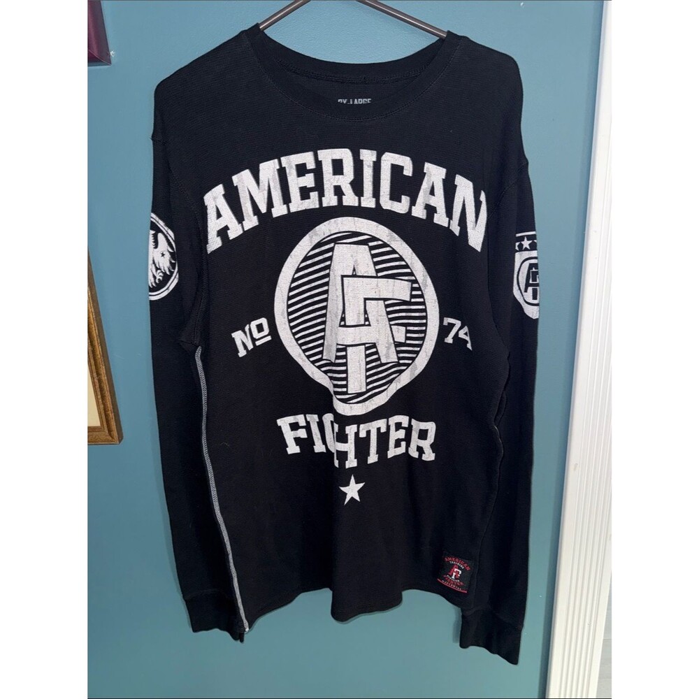 American Fighter Black and White Logo Long Sleeve Shirt